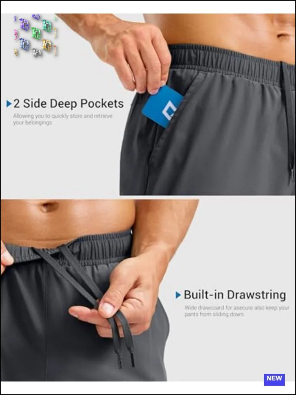 Men's Athletic Running Shorts with Pockets Quick Dry UPF 50+ 5/7/9